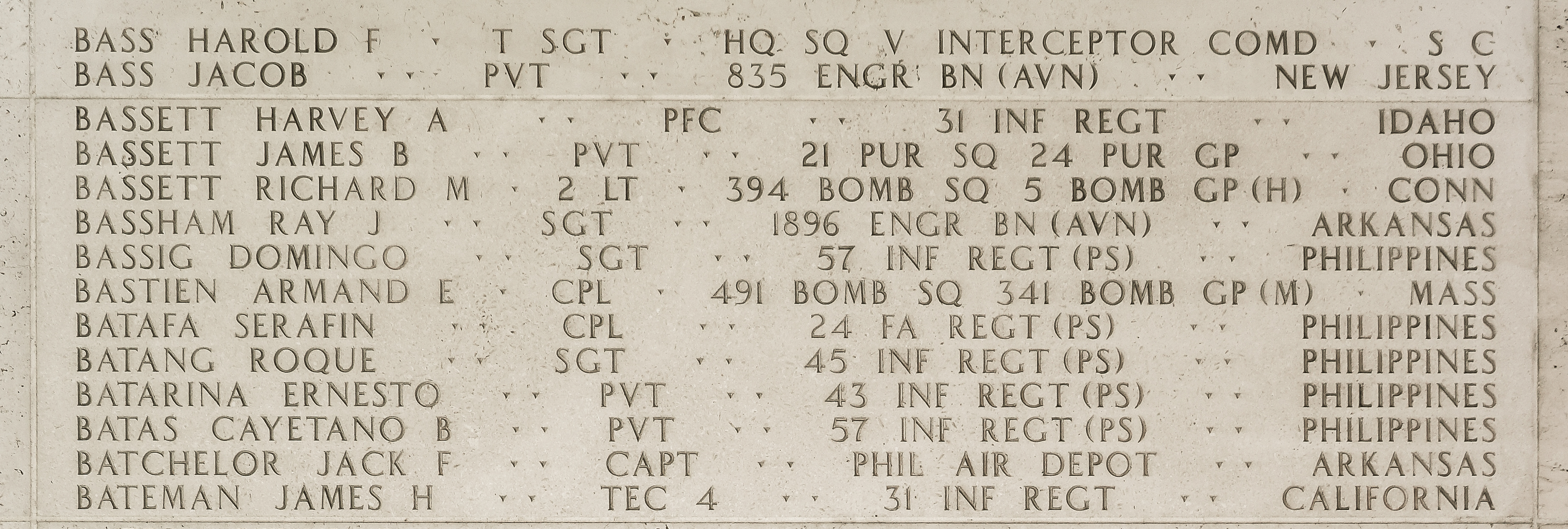 Richard M. Bassett, Second Lieutenant